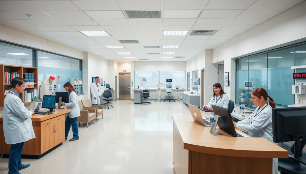 A well-lit, spacious primary care physician's office, with a modern, welcoming interior. In the foreground, a team of attentive medical staff greet patients at the reception desk, equipped with computers and medical reference materials. The middle ground features comfortable seating areas and examination rooms, conveying a sense of professionalism and attention to patient comfort. The background showcases state-of-the-art medical equipment and supplies, suggesting a focus on providing comprehensive, high-quality care. The overall atmosphere is one of efficiency, cleanliness, and a patient-centric approach, capturing the essence of a well-run primary care practice. A well-lit, spacious primary care physician's office, with a modern, welcoming interior. In the foreground, a team of attentive medical staff greet patients at the reception desk, equipped with computers and medical reference materials. The middle ground features comfortable seating areas and examination rooms, conveying a sense of professionalism and attention to patient comfort. The background showcases state-of-the-art medical equipment and supplies, suggesting a focus on providing comprehensive, high-quality care. The overall atmosphere is one of efficiency, cleanliness, and a patient-centric approach, capturing the essence of a well-run primary care practice.